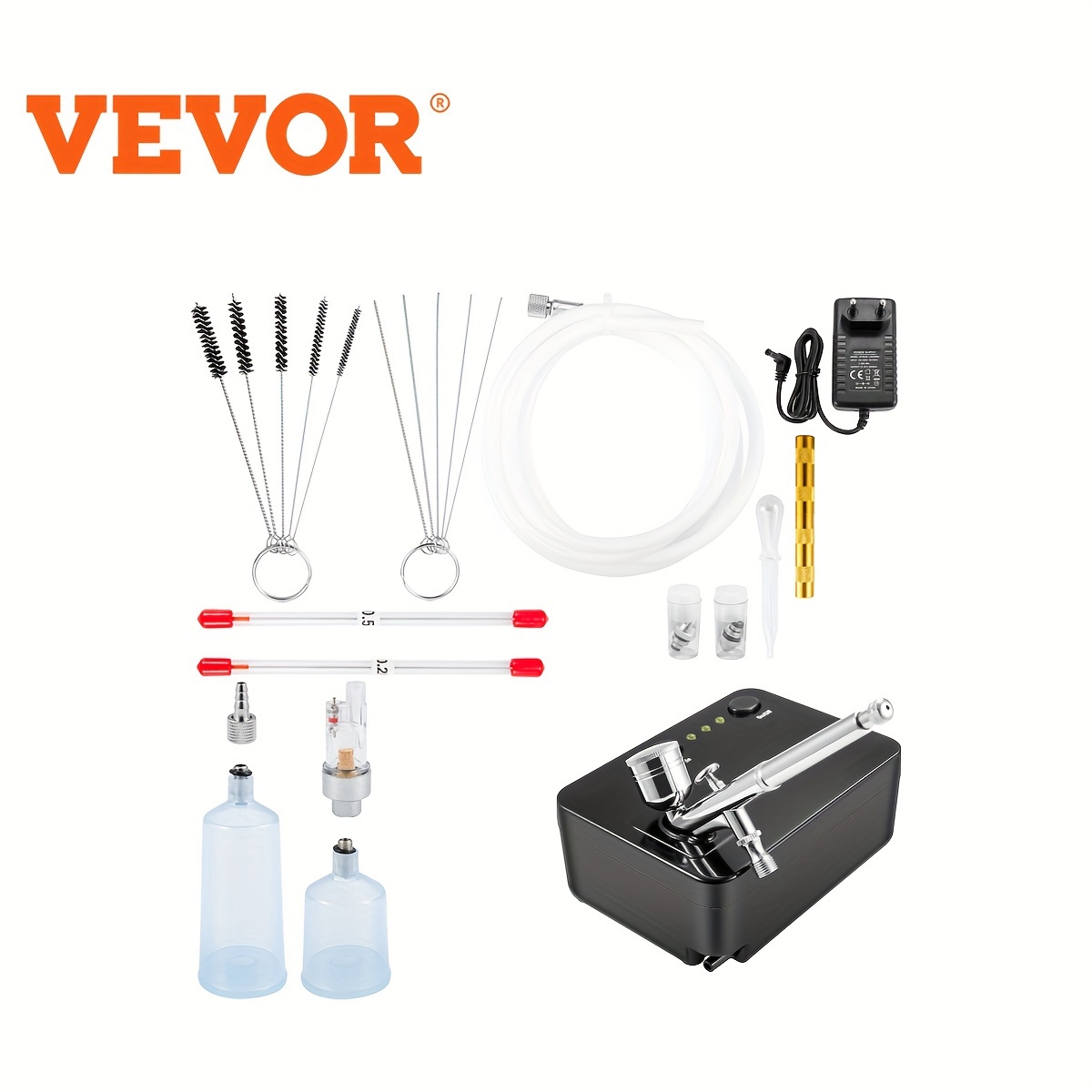 

Vevor Airbrush Kit, Portable Airbrush Set With Compressor, Airbrushing System Kit W/ Gravity Feed Airbrushes, Art Nail Cookie Tattoo Makeup