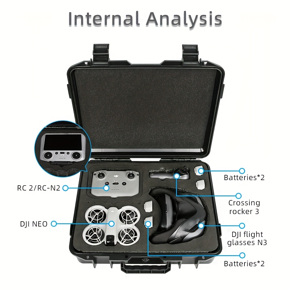 proof waterproof case for dji neo flight glasses n3 durable pp material portable uav protective box with shoulder strap black seejie details 2