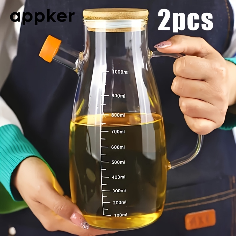 

2pcs Appker Glass Olive Oil Dispensers With Spouts - Bpa-free, Leakproof Containers For Cooking, Bbq &