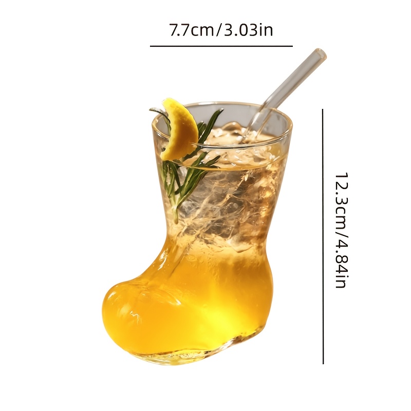 TEMU 2pcs Set: 1 Cup   1 Straw, Transparent Thickened Boot-shaped Cup, High Borosilicate Glass Simple Single-layer Drinking Cup, Large Capacity Cold