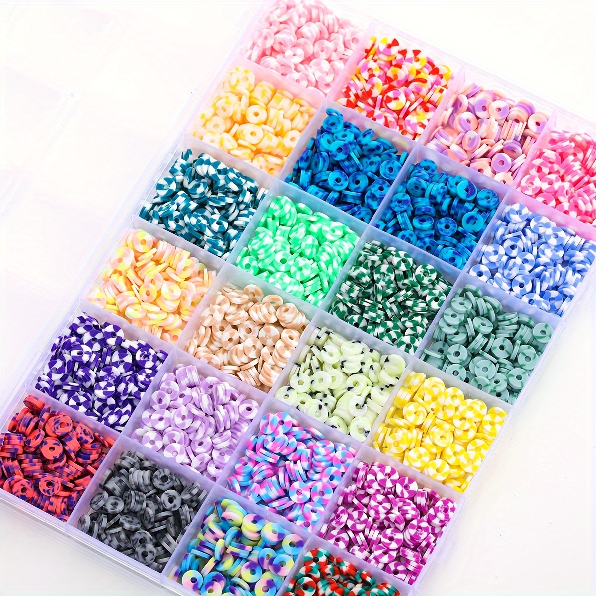 

1 Boîte de 24 4800pcs Perles en Pâte Polymère Multicolores, Perles de Pad, Perles Heishi Adaptées , Bracelet, Chaîne de Téléphone Portable de DIY