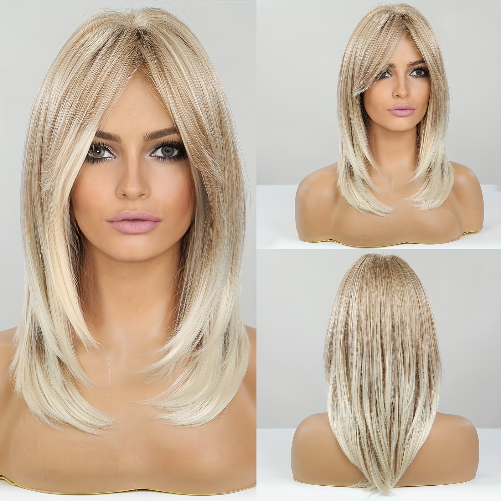 

Women's Wig Mechanism Head Cover Layered Long Straight Hair Matte High Temperature Silk Rose Mesh Cap