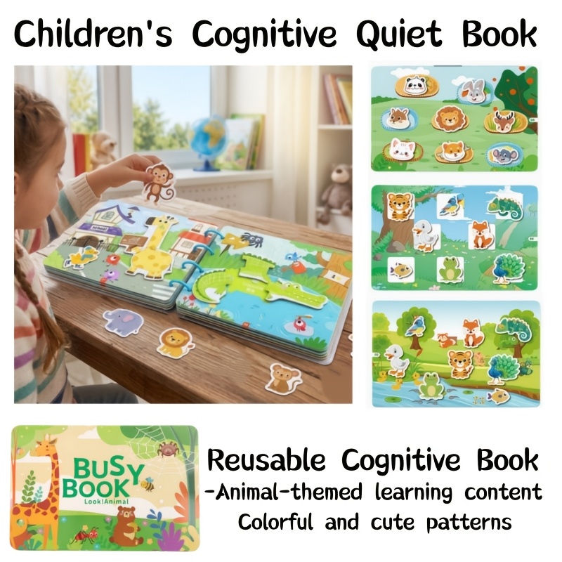 TEMU 1 Interactive Animal Busy Book - Rich And Colorful Patterns, Cute Illustrations, Enhanced Skills And Cognitive Development, Family Classroom