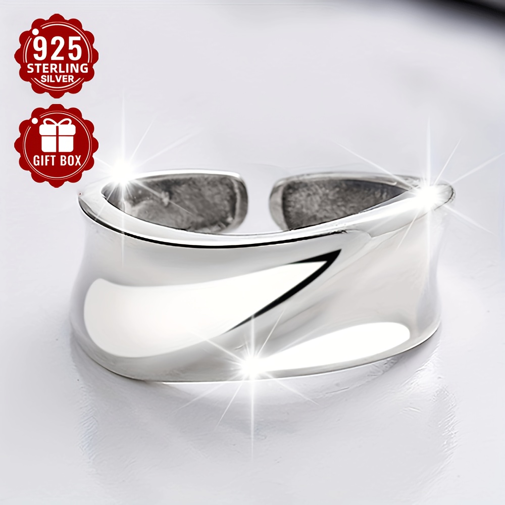 

1pcs925 Pure Silvery Low Minimalist Irregular Pattern Light Luxury Suitable For Daily Commuting Vacation Temperament For Men And Women . 5.1g