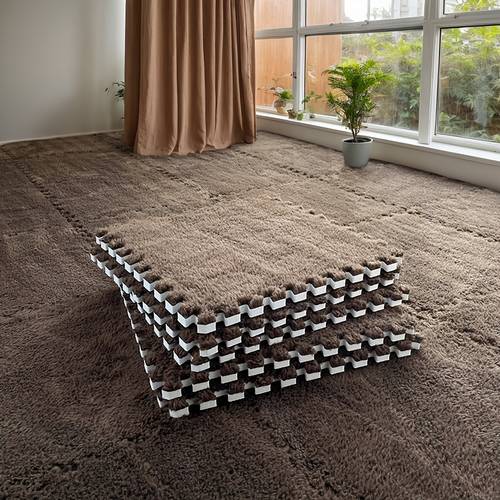 42 pièces de dalles de moquette emboîtables, jonction joint, pour salon, chambre, décoration de pièce, sur internet, salle de streaming en direct, style , amélioré, épaissi, hiver, chaud, couverture complète