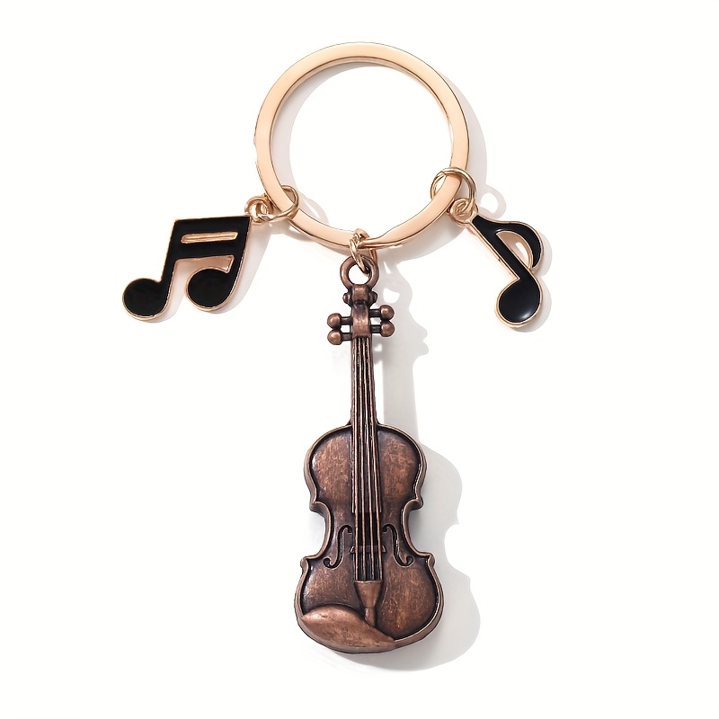 1pc Creative Retro Violin Music Keychain | , Car Bag Pendant, Gift For , Souvenir, Alloy, Ring