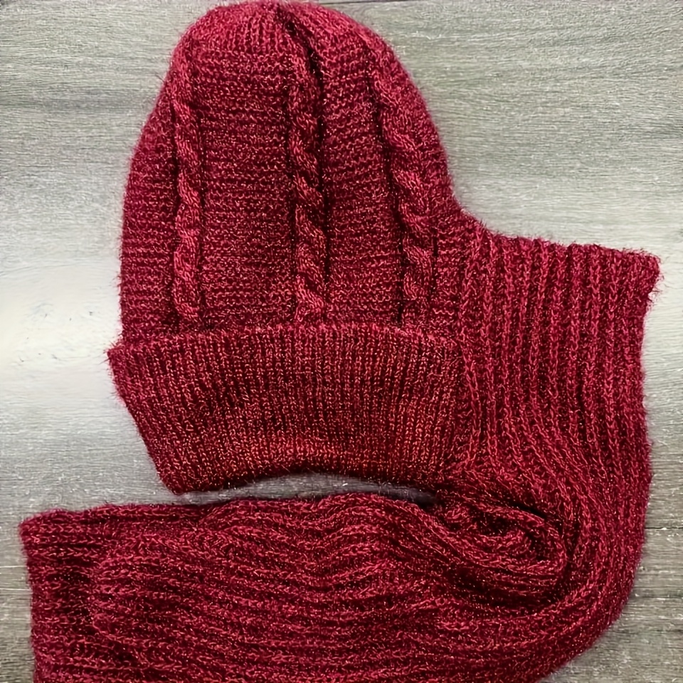 Image of 1pc Women's Fashion Warm Hat Scarf, Ear Protection Windproof Thick Winter One-piece Woolen Hat, Solid Color Thermal Hat
