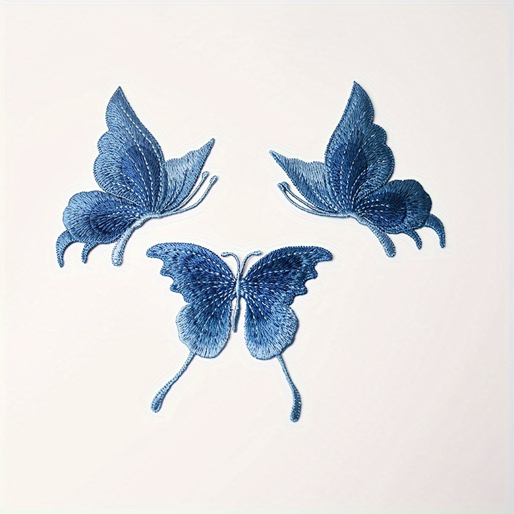 A Set Of 3 Water-soluble Embroidered Fabric Patches For Decoration