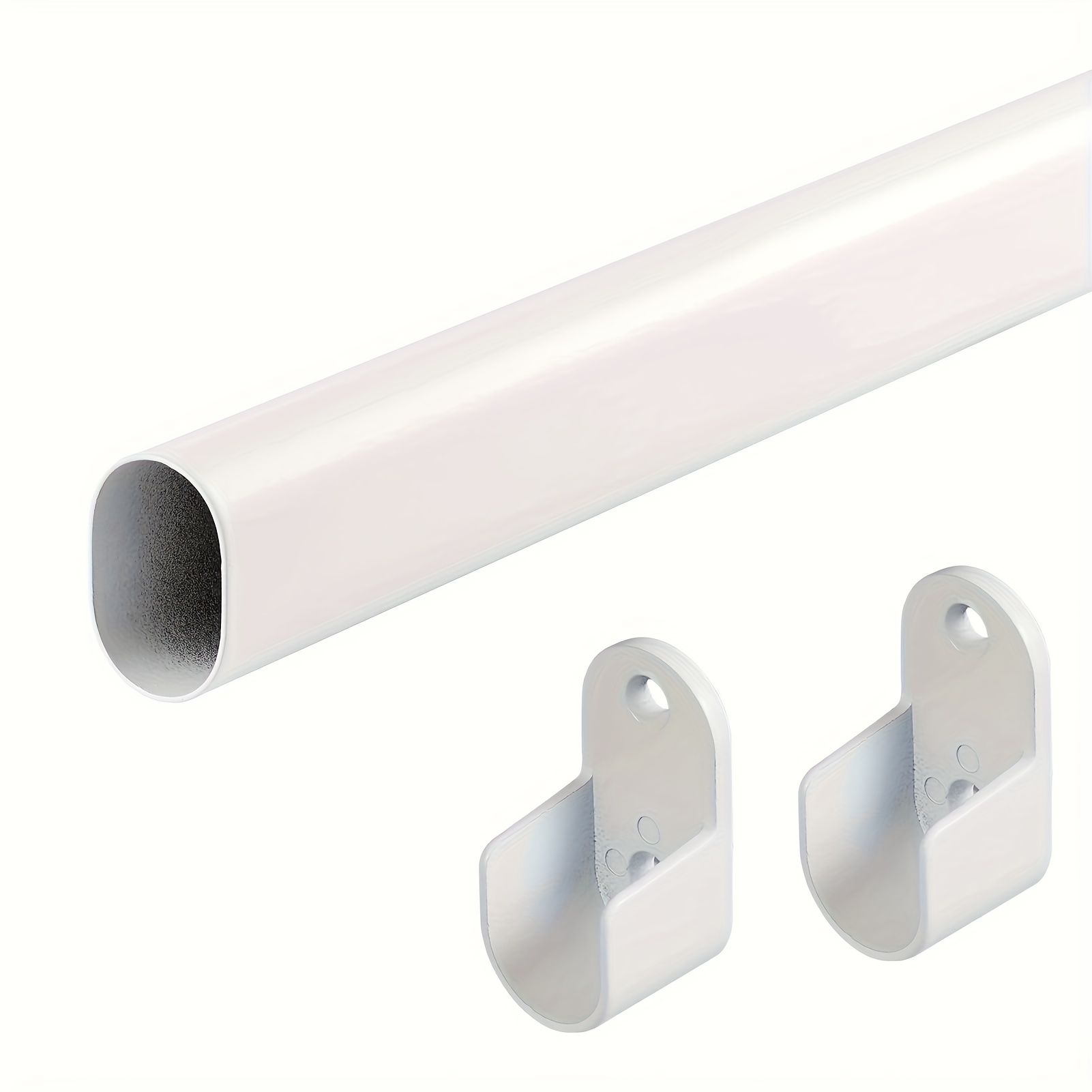 TEMU Wardrobe Rod, Oval-shaped Wardrobe Rod For Hanging Clothes, Adjustable From 18 To 63 Inches, With A Diameter Of 1 Inch, Featuring White End