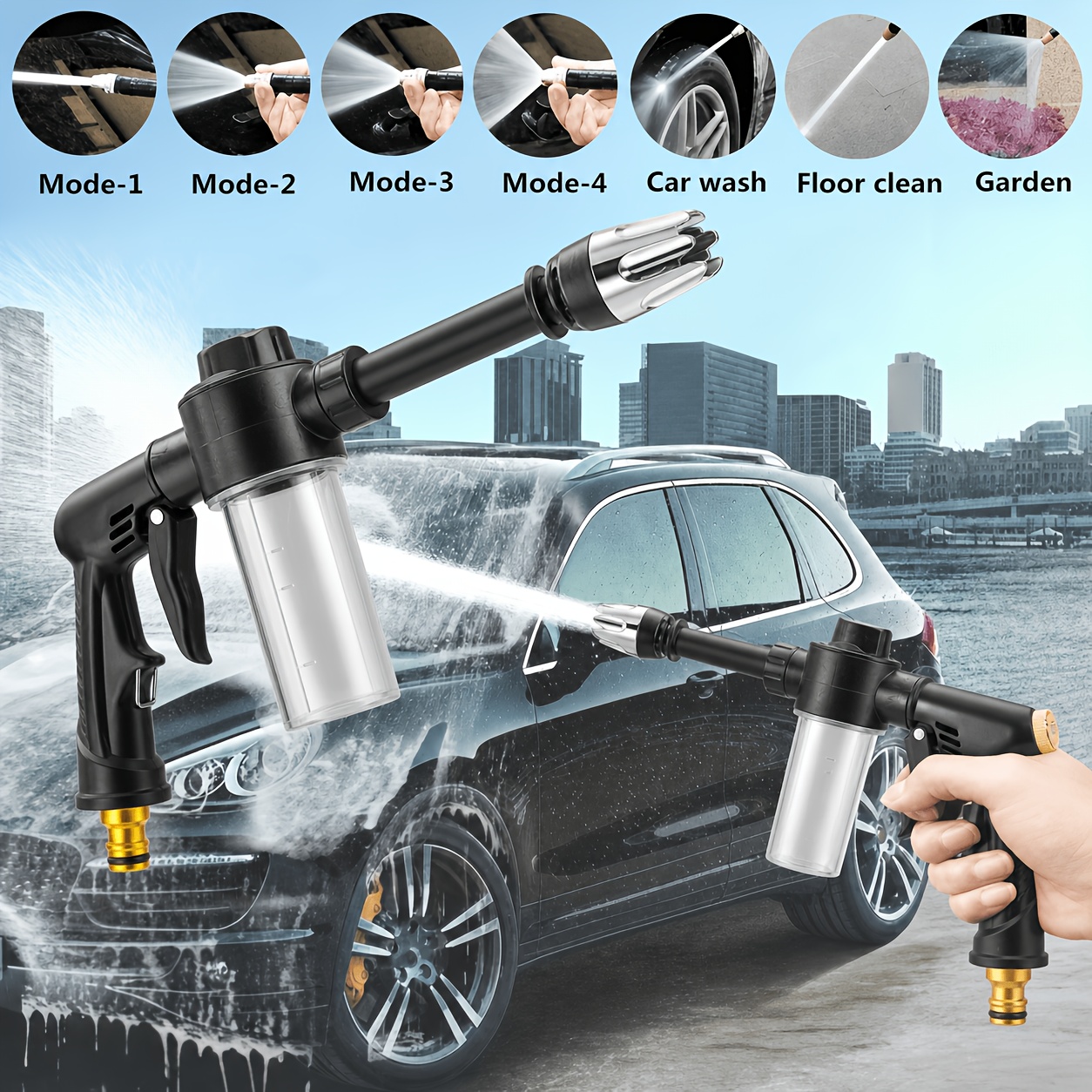 lightning high pressure power washer portable   pressure car wash foam gun with long handle 2x stronger     for women seniors ideal for car washing and watering plants cleaning and tire inflation watering can