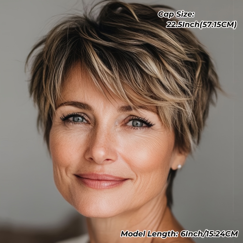 TEMU Brazilian Human Hair Wigs For - Short Cut With 1b/30/60 Multicolor Highlights, 180% Density Straight Hair, Looking Machine-made Wig