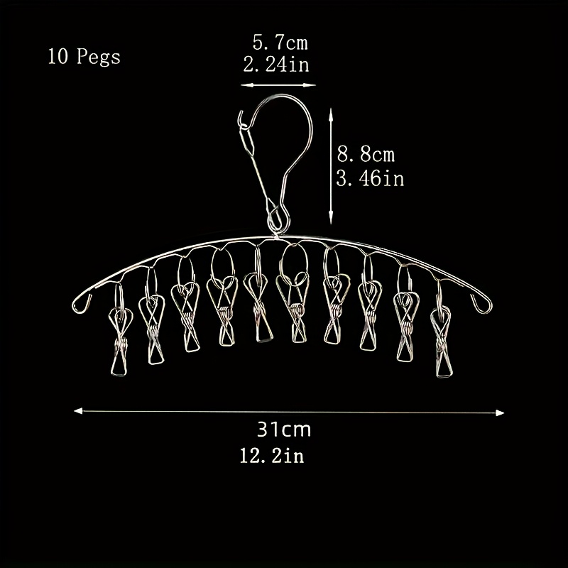 Image of 10/20 Pegs Stainless Steel Clothes Drying Hanger Windproof Clothing Rack Clips For Socks And Laundry , Underwear And Sock Holder, Drying Racks