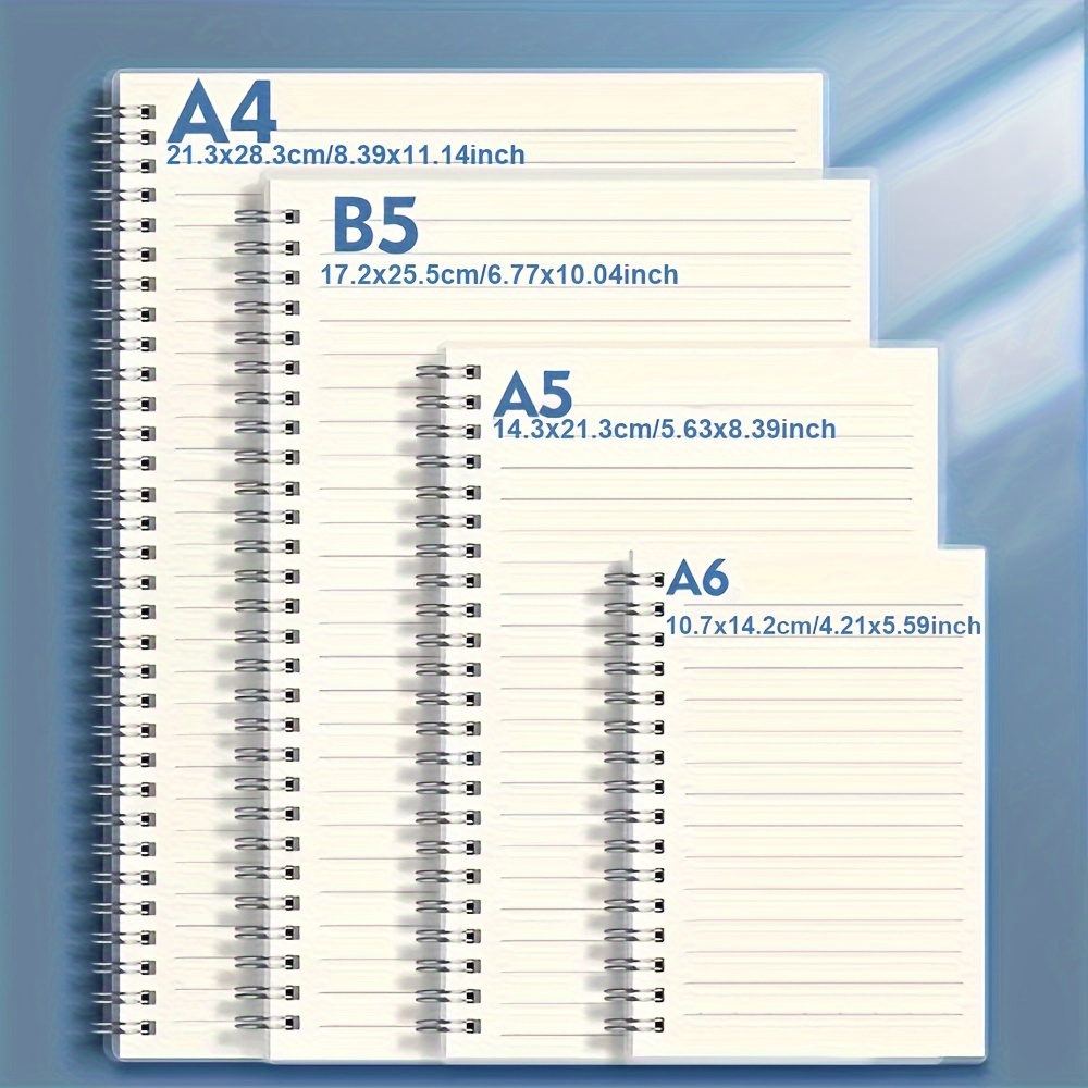 Minimalist Spiral Notebook Set - A4/B5/A5/A6, 160 Pages Each, Acid-Free Paper, Bullet Journal, Sketching, Double Spiral Binding, for School, College, Work, Office - * Date &amp; Perforated Pages