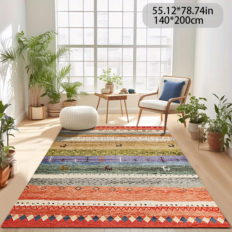 

Zulida Bohemian Style Mat, Polyester Fabric With Non-slip Backing, Versatile For Living Room, Bedroom, Doorway, Machine Washable, Large Area Rug Over & 2.16m², Suitable For Multiple Settings