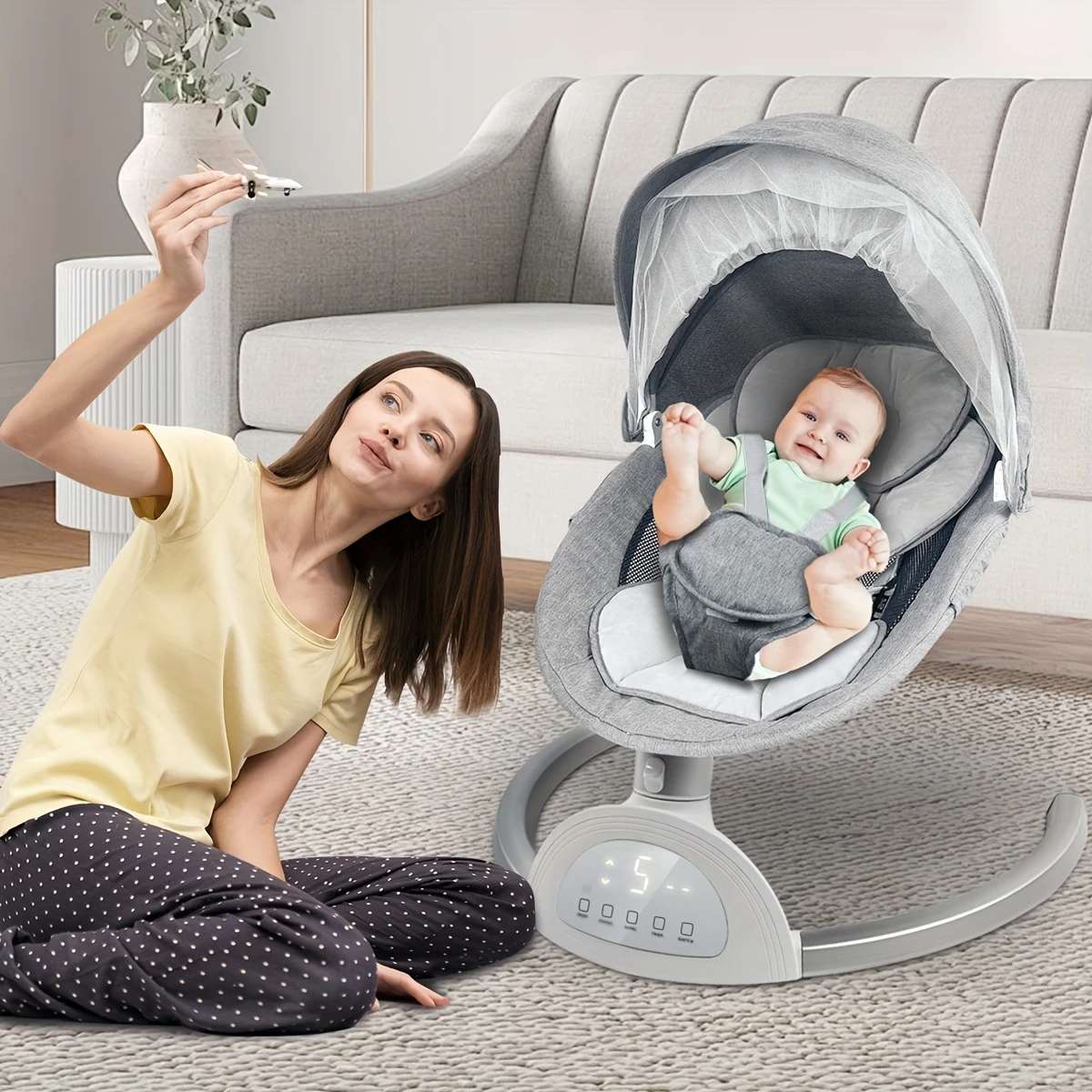 baby swings with musical speakers with 3 sitting for infants 5 point harness 5 portable baby swing for indoor and outdoor use as a halloween christmas gift details 6