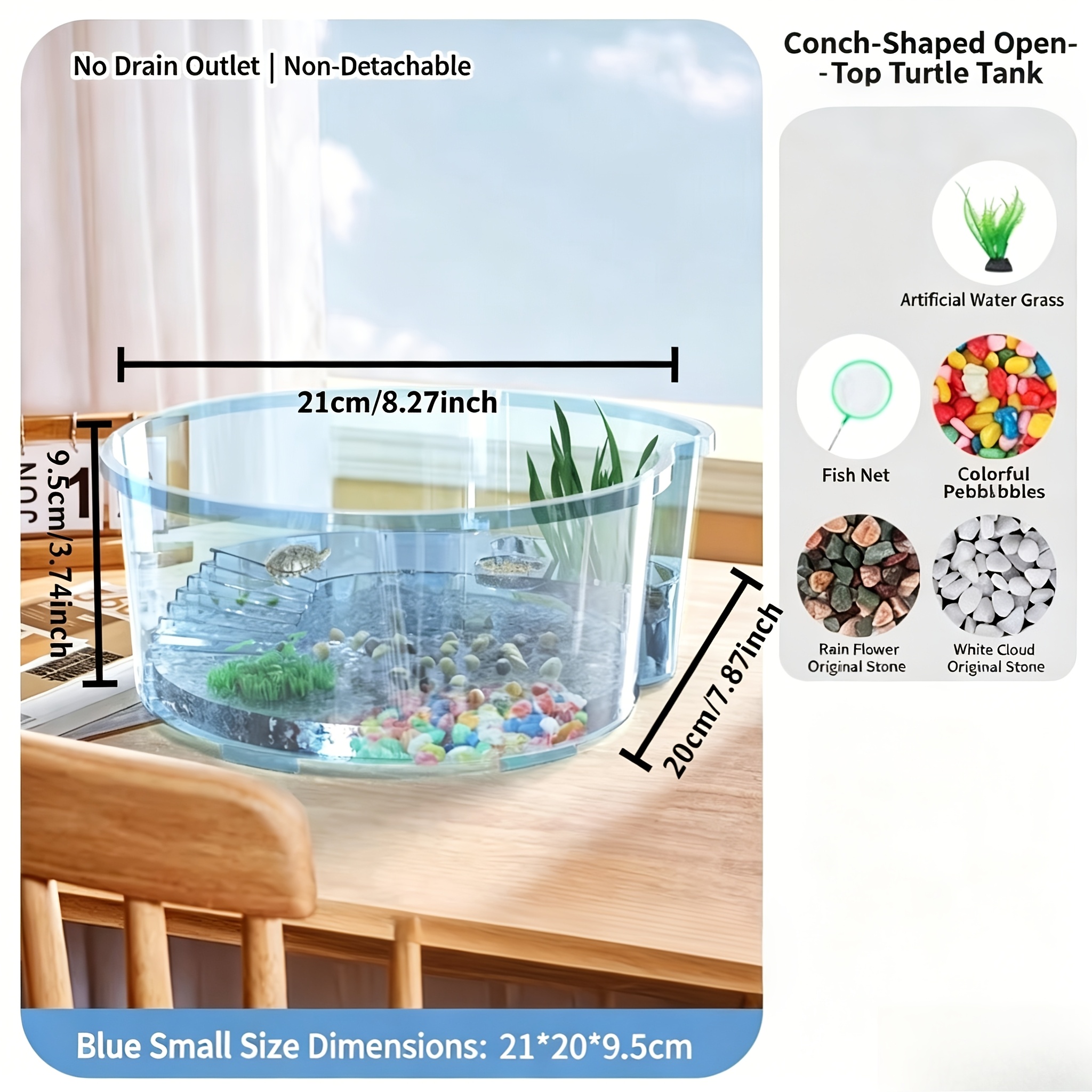 Large-Size Turtle Basking Platform, Turtle Tank, Specialized Brazilian Turtle Aquarium for Small Home Turtle Keeping, Suitable for Small Turtles, Essential for Turtle Husbandry---cst631b