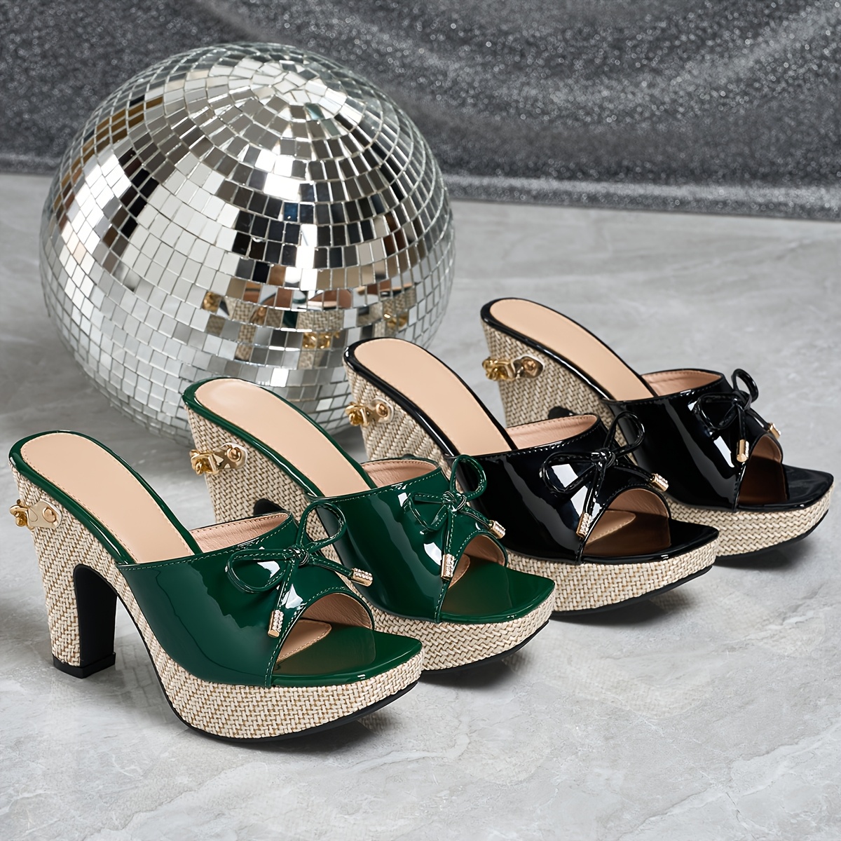 elegant womens fashion bow with metal chain outer high heel sandals women shoes Product details 4