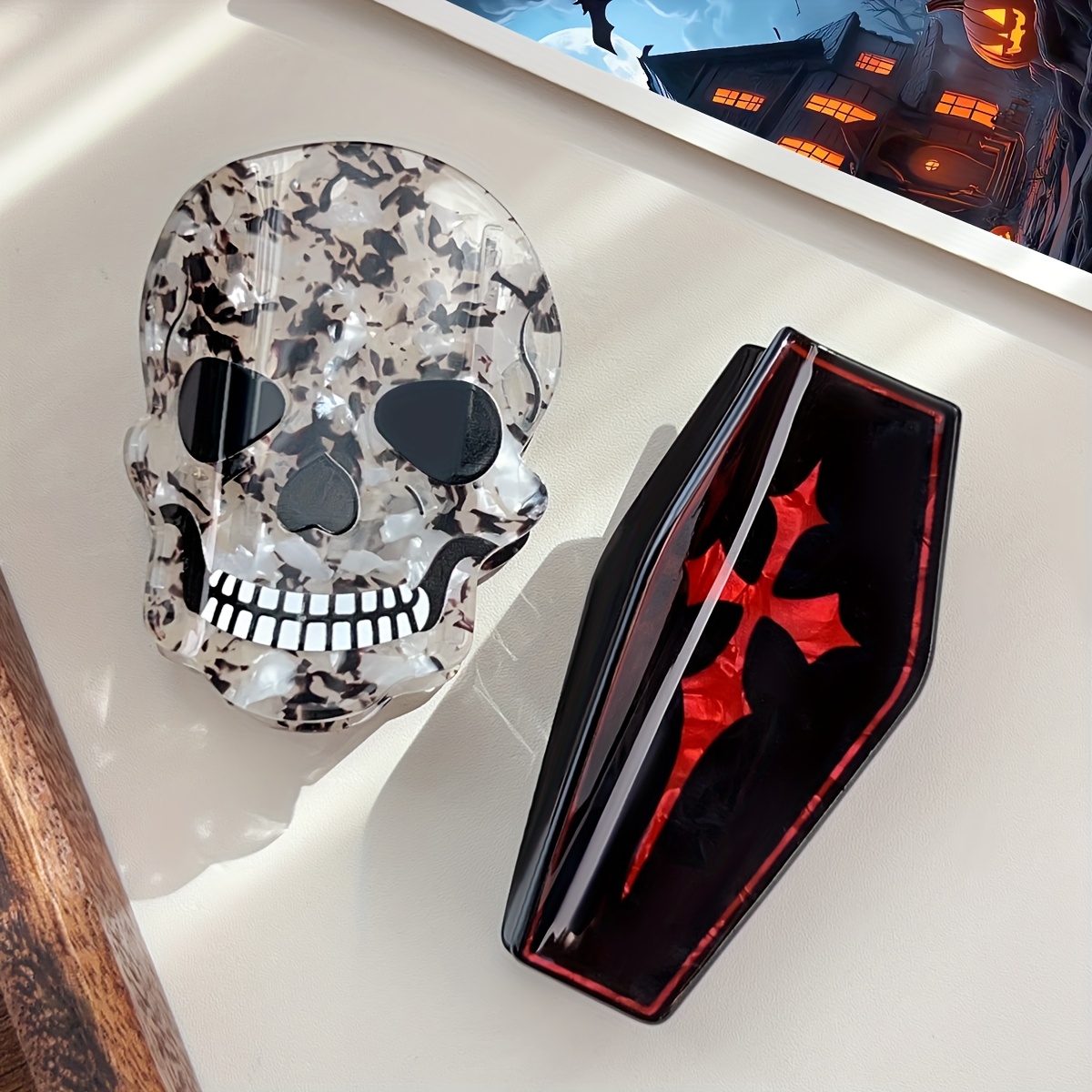 TEMU 2 pièces Barrettes à Cheveux Gothiques en Tuyau, Accessoires Y2K, Idéales pour Masquées, Style Gothique , Accessoires de Costume d'Halloween,