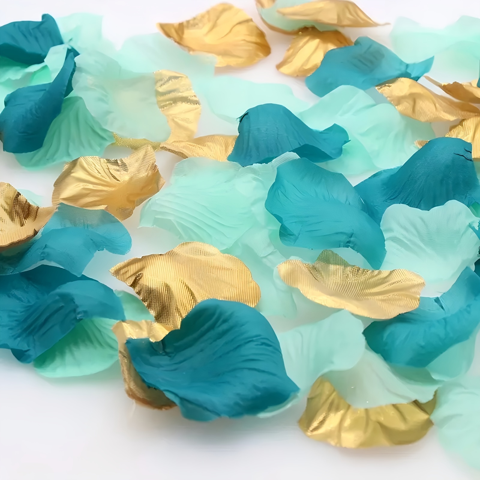 

800 Mixed Teal And Floral Centerpieces, Artificial Rose Petals, Fabric Table Confetti, Bride Basket Filler, Decorations, Home And Kitchen Decor Gifts.