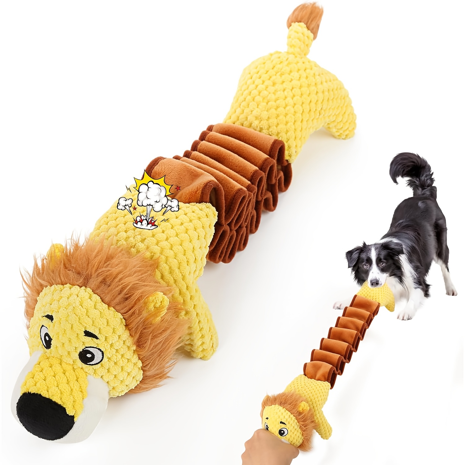 large dog squeaky lion plush toy durable stretchy Temu