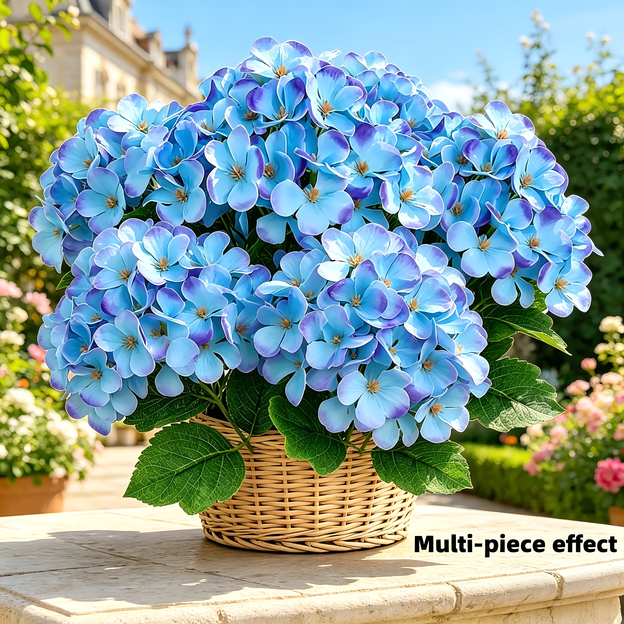 4 bunches of premium natural uv resistant blue purple gradient artificial     valentines day   and indoor outdoor decor suitable for tabletop room living room porch courtyard garden decoration