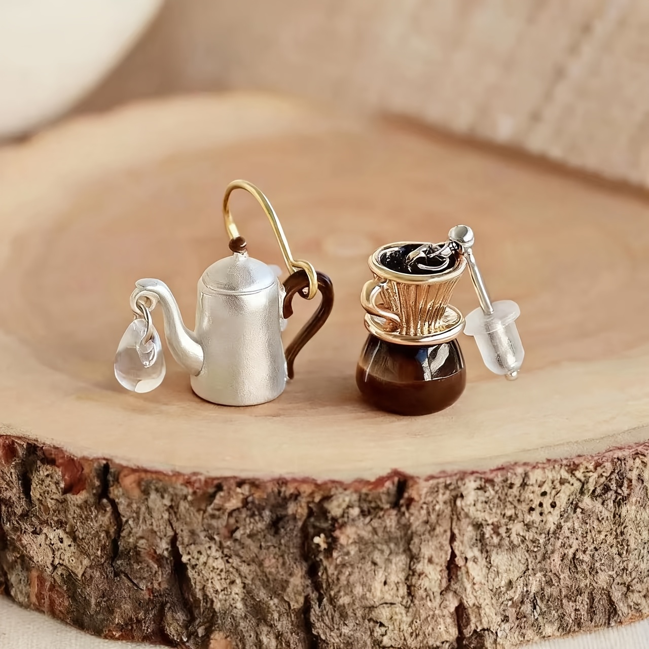 TEMU Paire de mousquetons d'oreille mignons et créatifs, assortiment de petits de cafetière et de tasse de Z45