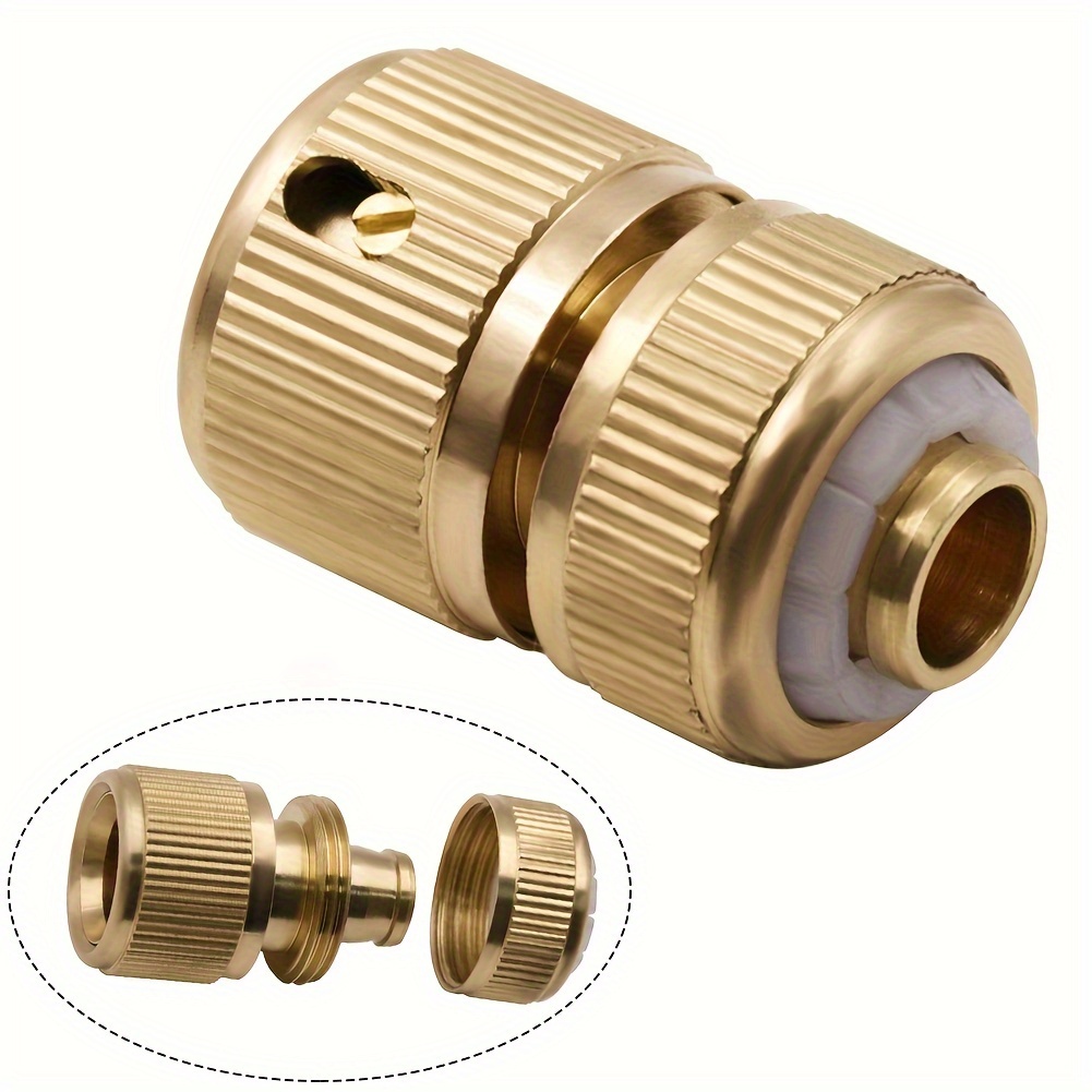 

1pc, Copper-plated Aluminum 4-way Quick Connector For Water Gun And Hose, Plants Water System With Adjustable Control Valve Switch, Watering Sprinkler Nozzle, Garden Hose Supplies