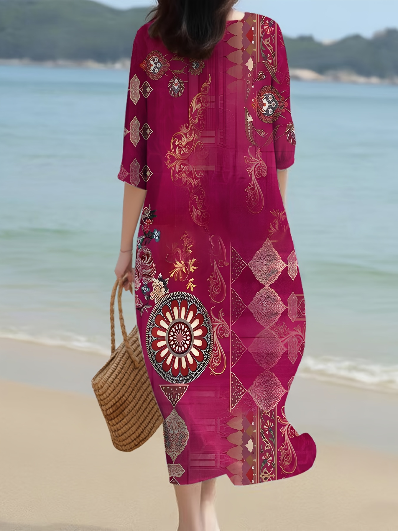 knee length dresses for ladies Women's Deep V Vacation Sexy Loose Dress main image 0