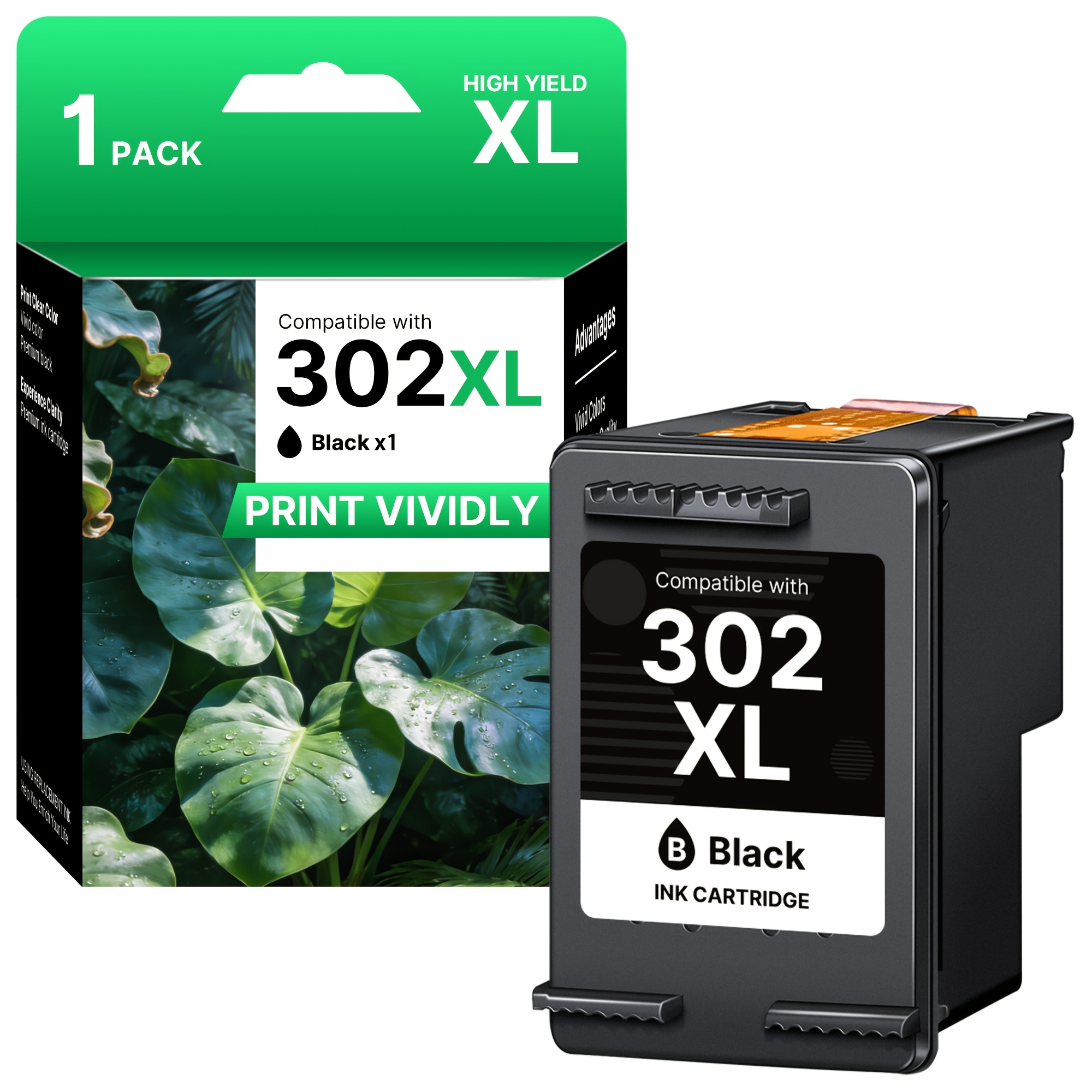 Image of 302xl Printer Cartridges (1 Black) Compatible With For 302 Xl For 4525 4527 4520 4524 4522 3630 3634 1110 2130 2132 4655 4658 3830 3831 3832 3834