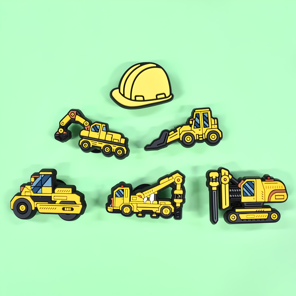 

15pcs Set Of Engineering Vehicle-themed Charms Including A , , Truck, And Excavator For Decorating Shoes, Detachable Sandals, And Garden Footwear. Diy Projects And Party Gifts.