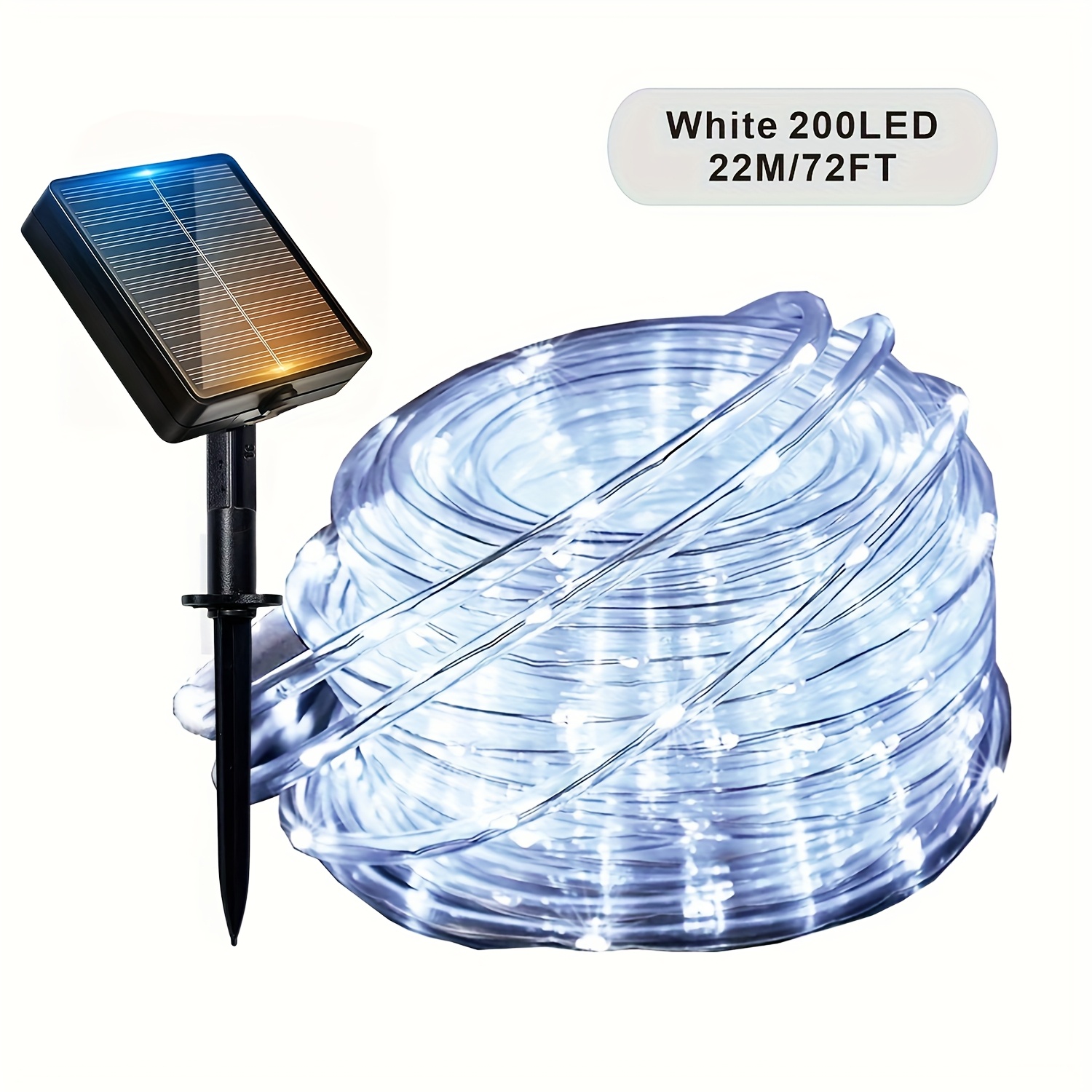 1 Solar Tube Light Outdoor, 100 200 300 Led Light Strings, Outdoor 11 Mode Garden Rope Lights Decorated Wedding Christmas Halloween Patio Porch Swimming Pool, Outdoor Decorative Lights, Ipx4