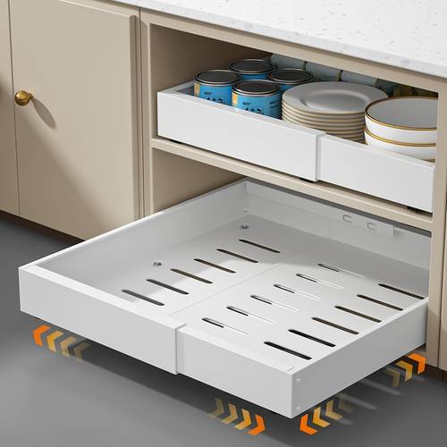 pull out expandable cabinet organizer rack heavy duty sliding cabinet shelf 3pcs silent runners no drilling required suitable for kitchen spice storage utensil storage bathroom organization