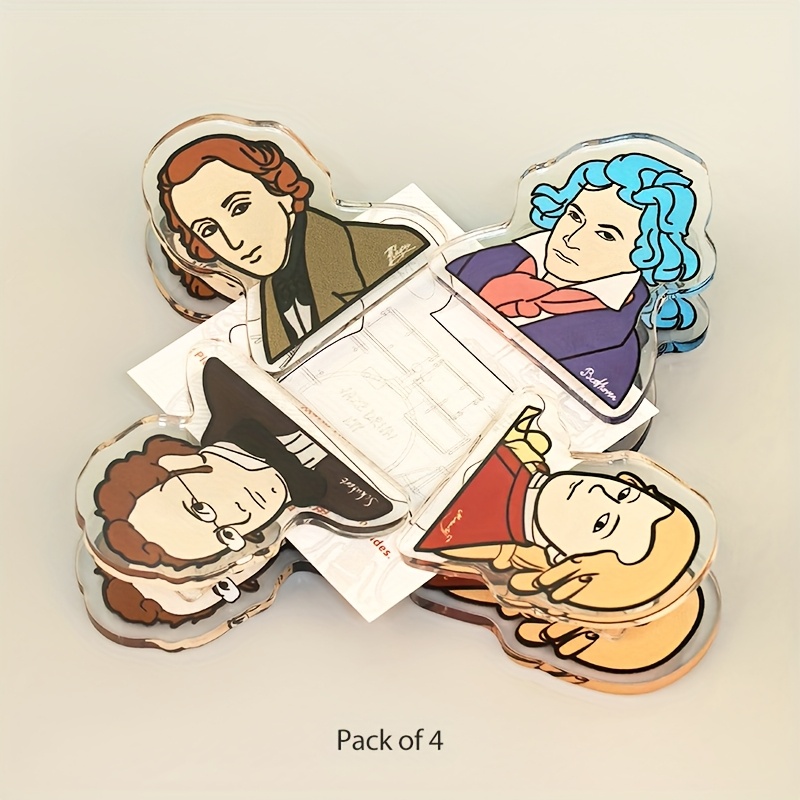 TEMU Musician Sheet Music Clips, Set Of 4, Acrylic Mini Clips For Music Lovers, Essential For Sheet Music Fans, Cute Classical Music Accessories,