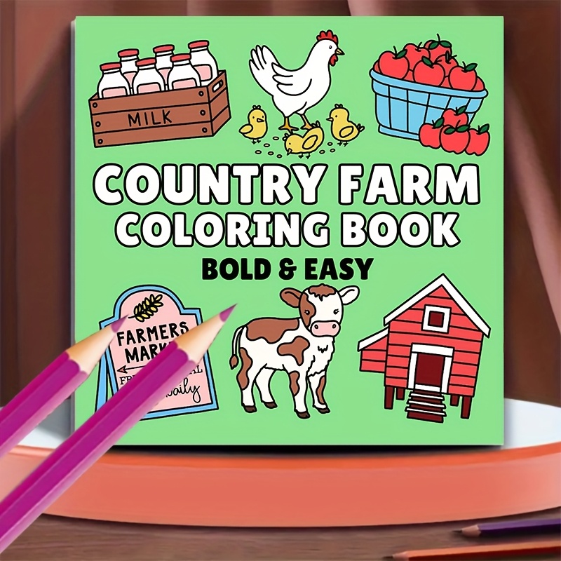 

Rustic Farm-themed Adult Coloring Book - 20 Pages, Soft Cover, Paper | Ideal For Gifts, Holidays & School Projects