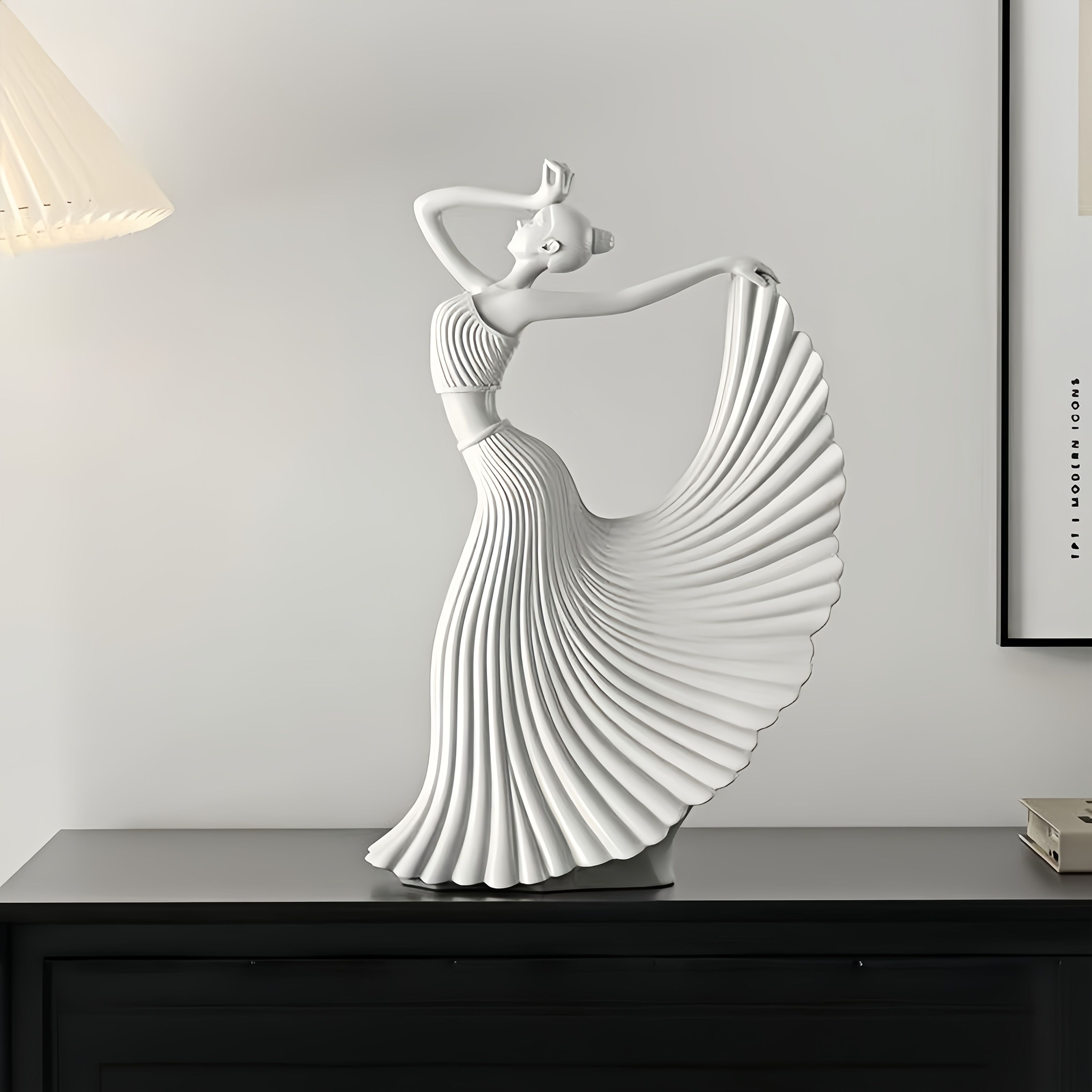 1pc Abstract Dancer Figurine, Resin Art Sculpture, Modern Minimalist Home Decor, Black/White, for Living Room Bedroom Office, Aesthetic Tabletop Ornament