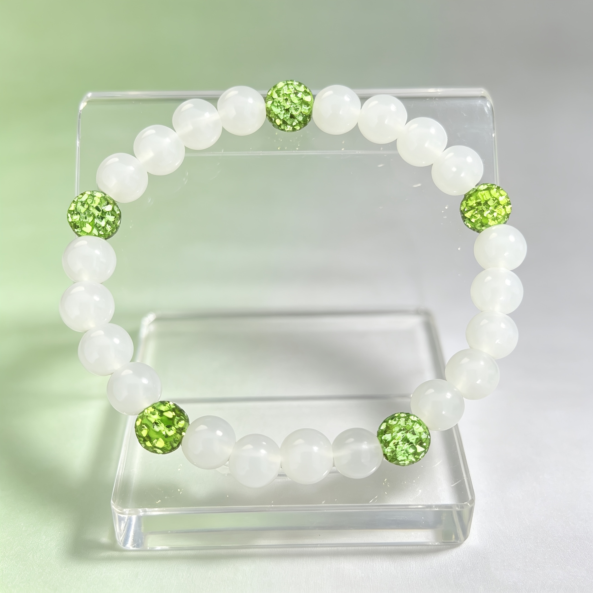 Women's Fruit Green Inlay Synthetic Zirconia Elastic Bracelet