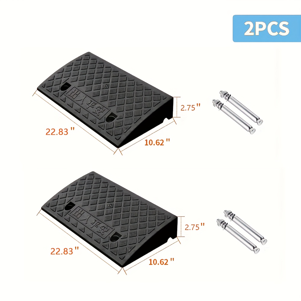 TEMU 2 Portable Curb Ramps, Lightweight Plastic, Heavy-duty Plastic Threshold Ramp Set, Suitable For Low Floor Vehicles, Loading, Motorcycles,