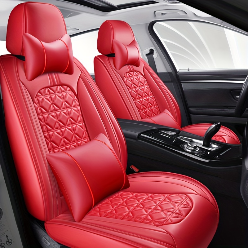 

Full Coverage Car Seat Covers, 4 Seasons Breathable Pu Leather Wear Resistant Fashion Car Seat Covers