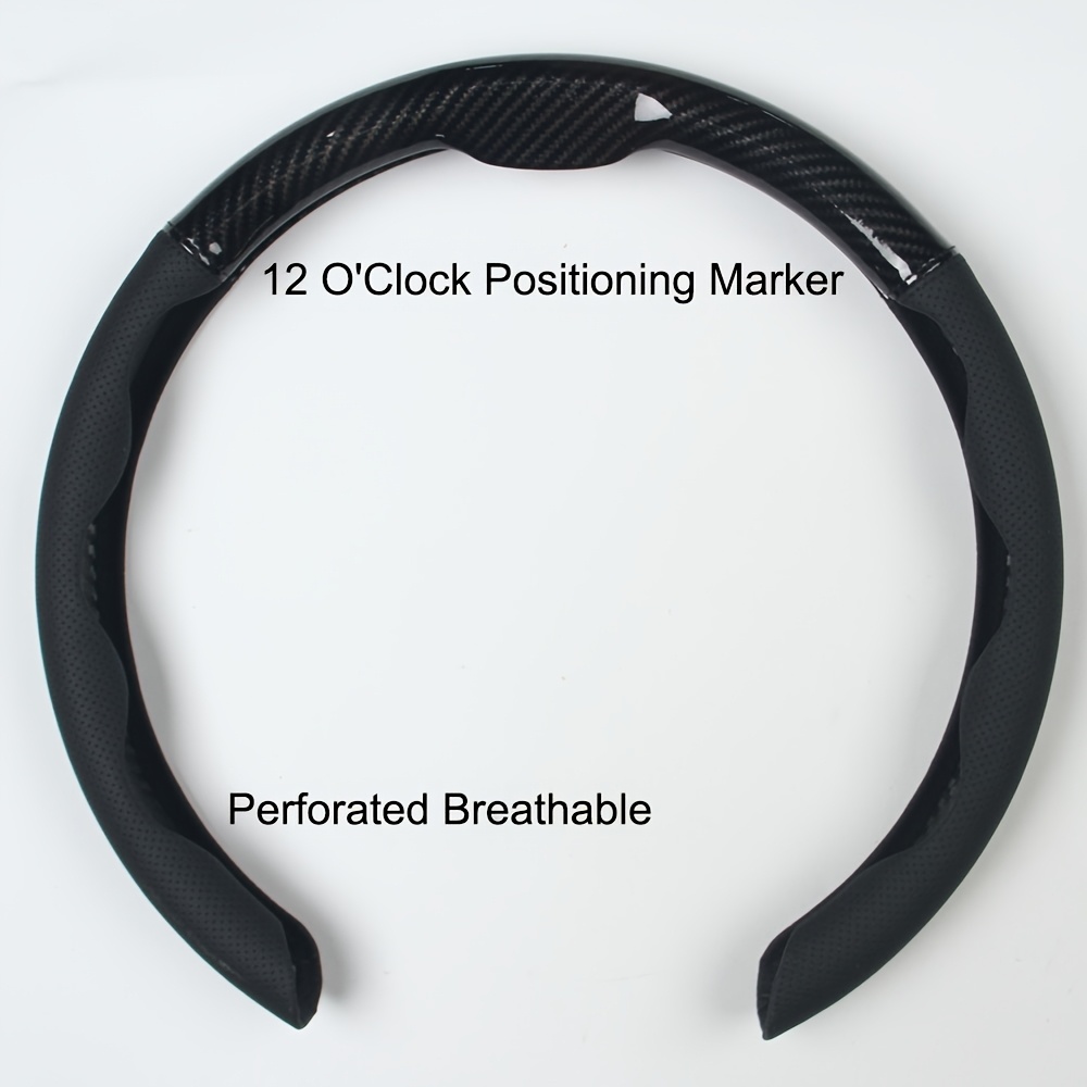 TEMU 12 Positioning Pu Leather Steering Wheel Cover, Perforated Non-slip Breathable Grip, Warm In Winter And Cool In Summer, No , Universal Fit