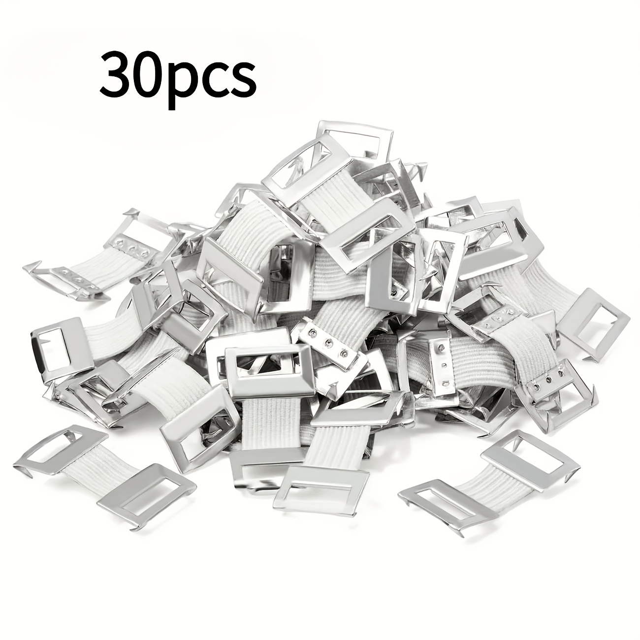 TEMU 30pcs Elastic Bandage Clips With Aluminum - Adjustable Metal Clips For Sports Equipment, Secure Various Bandages, Durable White-grade Fasteners