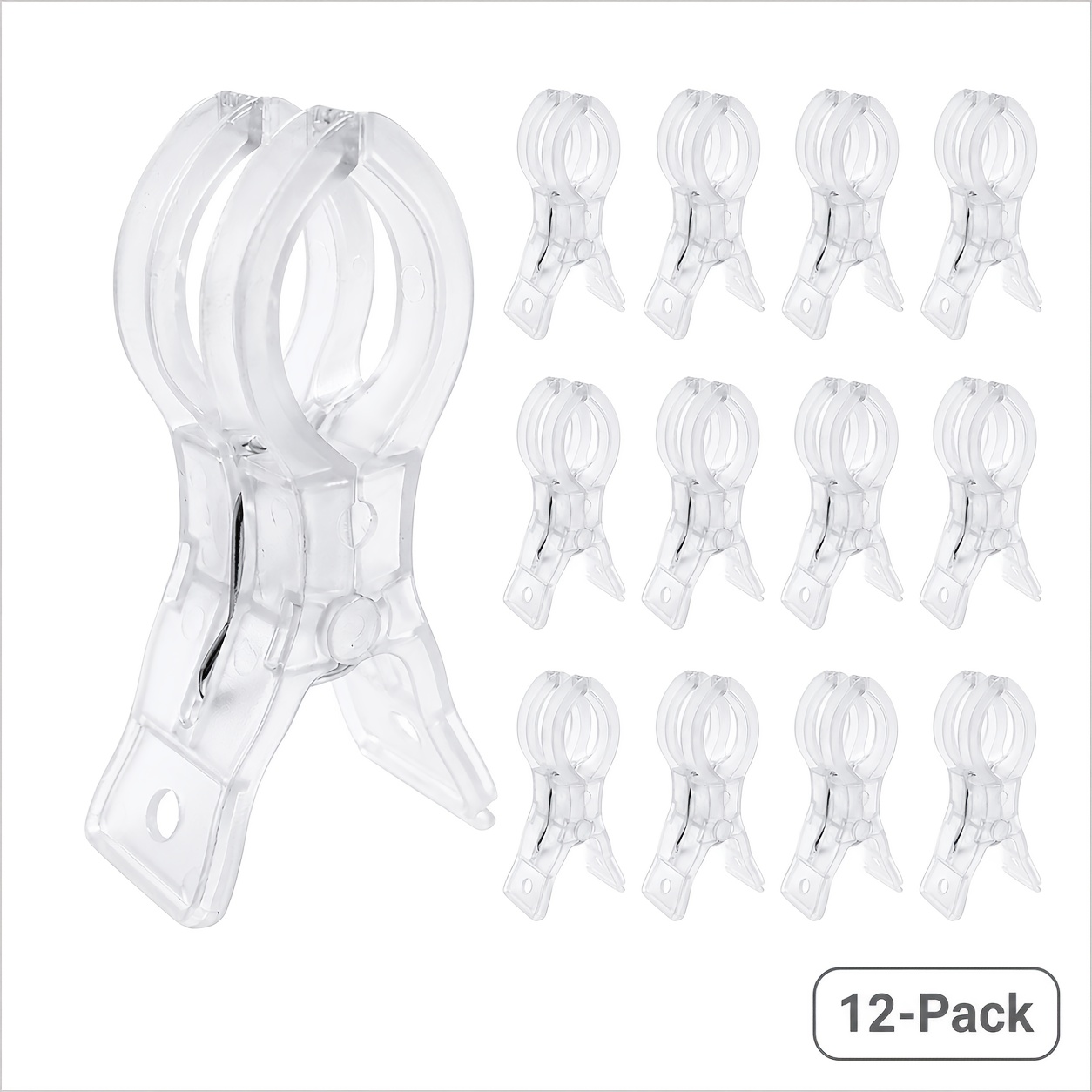 TEMU 12pcs Grands Clips de de Ballons, Pinces à Ressort en Plastique Robuste de 3.5In, 6 Couleurs Disponibles, Clips de Fond Réutilisables et