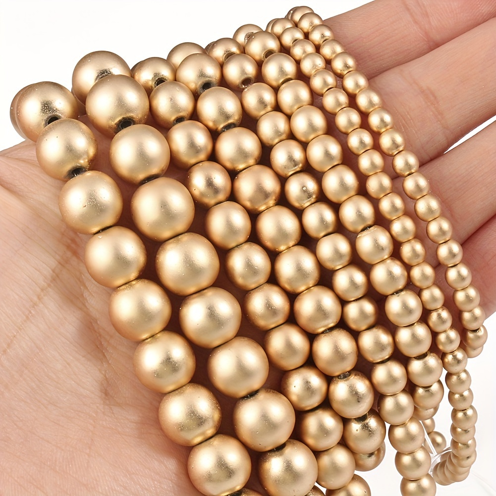 

46-170pcs Natural Golden Hematite Round Beads Loose Beads Jewelry Making Diy Fashion Bracelet Necklace Jewelry Accessories Men's And Women's Gifts