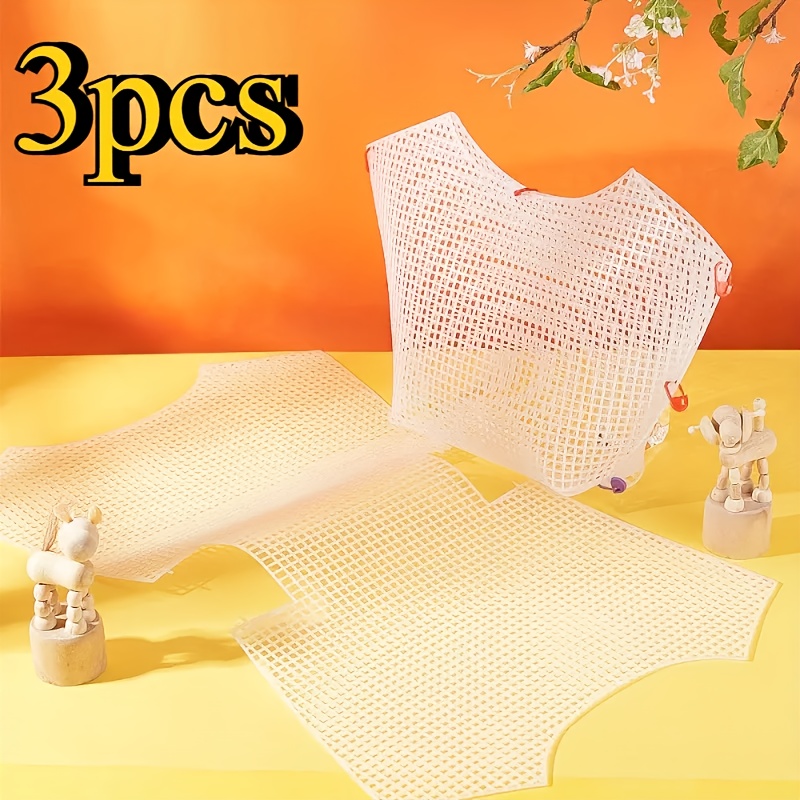 E-shop 3er-Set DIY gehäkelte Tragetasche transparente weiße Kunststoff-Gitterplatten - 20,08x12,6 Zoll weiße PE-Stick- Häkelgarn-Schablonen, geeignet