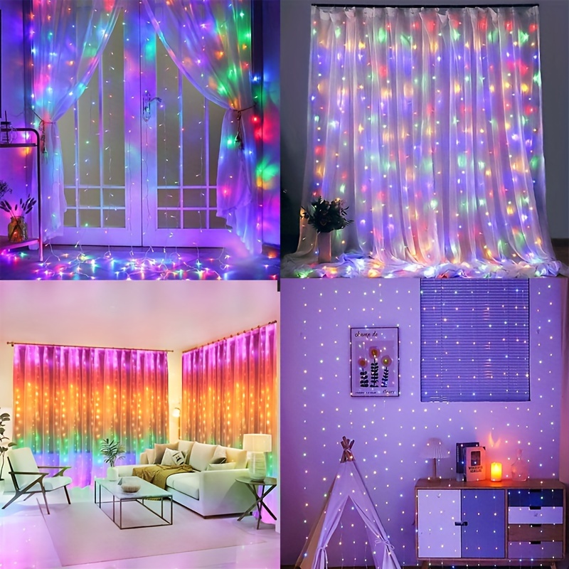 1pc LED USB Curtain String Lights, Lighting String Lights for Indooor,  Bedroom, Balcony, Courtyard, Gardens Christmas Garden Wall Decor, Bir