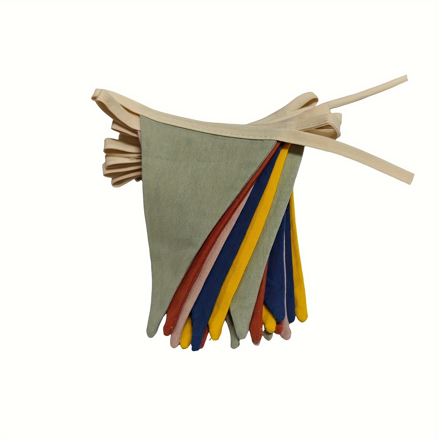 Image of A 12 Foot Long Flag With 20 Triangular Bunting Flags On Top, Used For Decorating Events Such As Birthdays, Bohemian Weddings, Shower Parties, And Garden Decoration Indoor Parties.