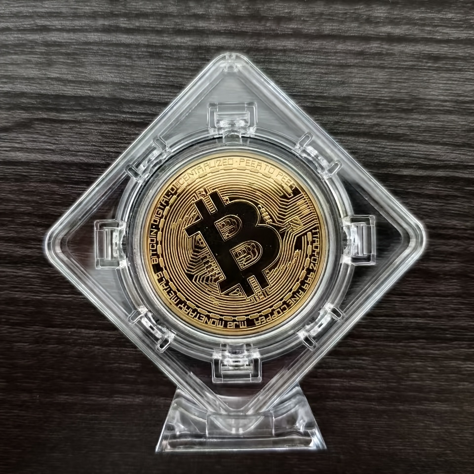 E-shop Metall BTC Geldstücke, drehbarer Displayständer, geeignet für Kryptowährungs-Enthusiasten-Sammlung, geeignet für Platzierung im