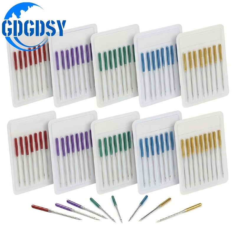 TEMU 100pcs Color Industrial Sewing Machine Needles - Durable Steel, Anti Bounce Machine Needles, Elastic Fabric Sewing Needles, Bright
