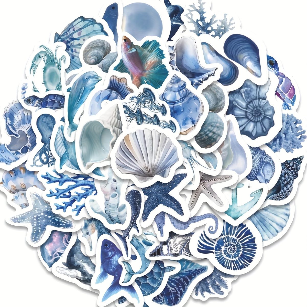 TEMU 50 Blue Stickers, Waterproof Stickers For Phone Cases, Laptops And Suitcases