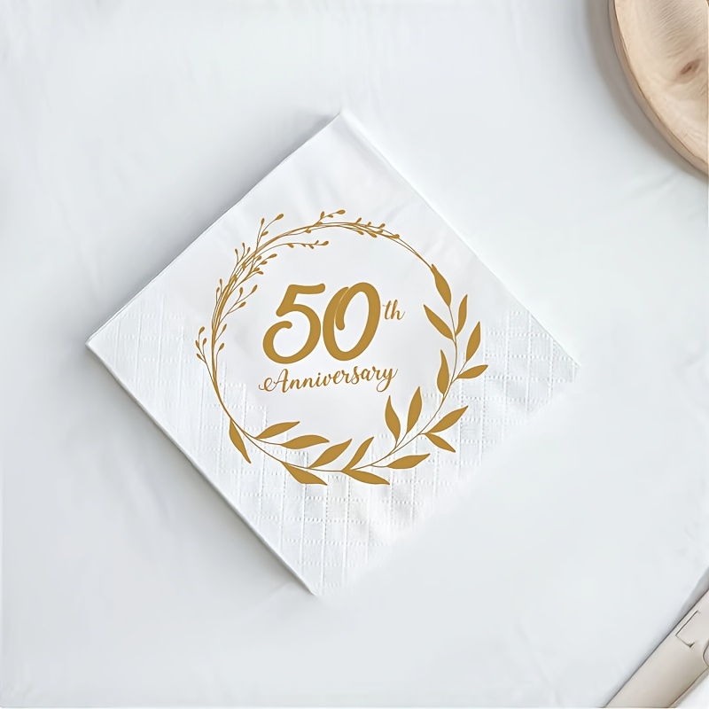 TEMU 50 pezzi/Set di tovaglioli da festa, tovaglioli da festa per il 50簞 anniversario, forniture per la decorazione della per feste, molto adatti per