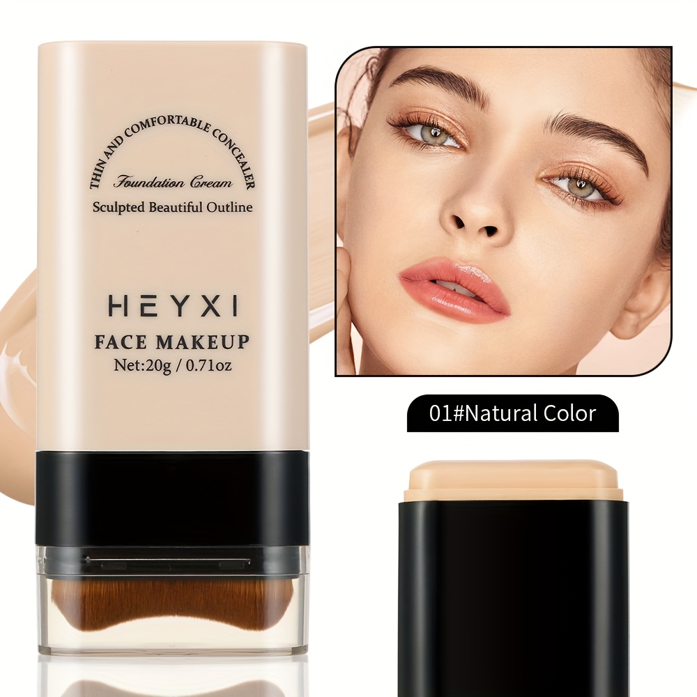 Concealer And Foundation Cream With Built-in Brush, Covers Dark Circles, Waterproof And Sweatproof, A Flawless Makeup Look, Contains Plant-derived Squalane